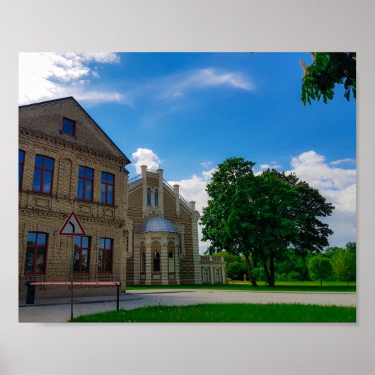 グロドノベラルーシ市街並み建築シナゴーグ ポスター (正面)