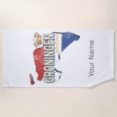 グロニンゲンオランダレトロマップオランダヴィンテージ ビーチタオル (正面)