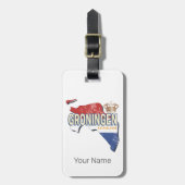 グロニンゲンオランダレトロマップオランダヴィンテージ ラゲッジタグ (正面縦)