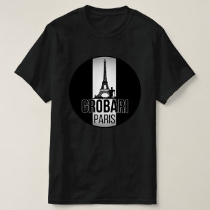 グロバリ パリ エッフェル塔 黒と白 Tシャツ