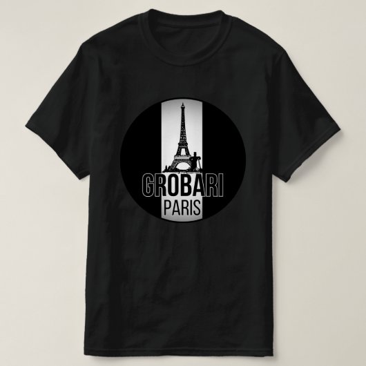 グロバリ パリ エッフェル塔 黒と白 Tシャツ (デザイン正面)