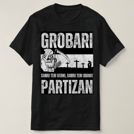 グロバリ パルチザン 黒 白 Tシャツ (デザイン正面)