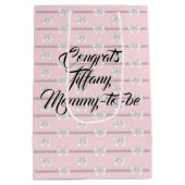 グロマッシュ ピンク ティファニー パール テーマ ベビーシャワー ミディアムペーパーバッグ (裏面)