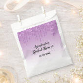 グロマンティックな ブライダルシャワーパープルグリッター垂れ落ちるスパークル フェイバーバッグ (クリップ留めされた状態)