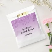 グロマンティックな ブライダルシャワーパープルグリッター垂れ落ちるスパークル フェイバーバッグ (封をした状態)