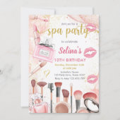 グロマーパーティー グリッツ グラム スパ ガール メイクアップ 誕生日 招待状 (正面)