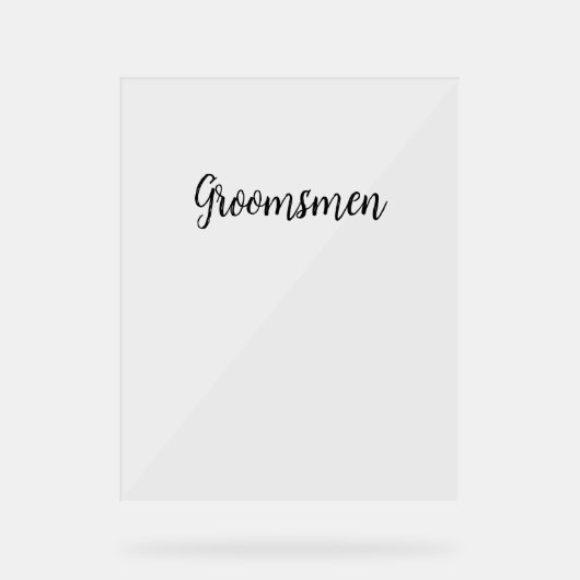 グロムシンプルメン結婚ズブラックタイポグラフィ文字 アクリルサイン (正面)