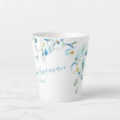 グロムスウーマンギフトブルーウォーターカラーオーキッドマグカップ カフェラテマグ (正面)