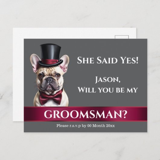 グロムスフランスのマンのブルドッグの結婚提案 ポストカード (正面/裏面)