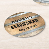 グロムスマパーソナライズされたーウイスキー樽 ラウンドペーパーコースター (アングル)