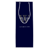 グロムスマンカスタムギフトモダンネイビーブルー ワインギフトバッグ (裏面)