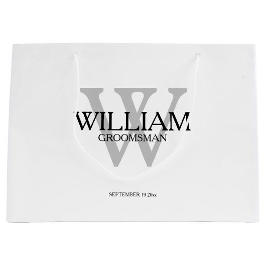 グロムスマンギフトモノグラム白黒&グレー ラージペーパーバッグ (正面)