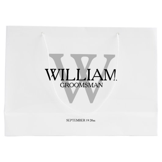 グロムスマンギフトモノグラム白黒&グレー ラージペーパーバッグ (裏面)