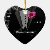 グロムスマンピンク結婚ガーベラのクリスマスオーナメント セラミックオーナメント (正面)