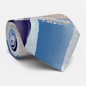 グロムスマンモダンカラーブロックダスティネイビーシルバー ネクタイ (ロール)