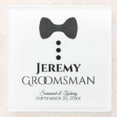 グロムスマン結婚式の引き出物かわいいタキシードブラックタイ ガラスコースター (正面)