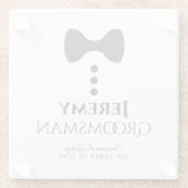 グロムスマン結婚式の引き出物かわいいタキシードブラックタイ ガラスコースター (裏面)