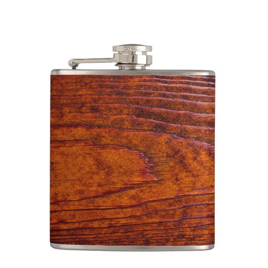 グロムスマン花婿介添人ウェディングパーティーヴィンテージウッドグレイン フラスク (正面)