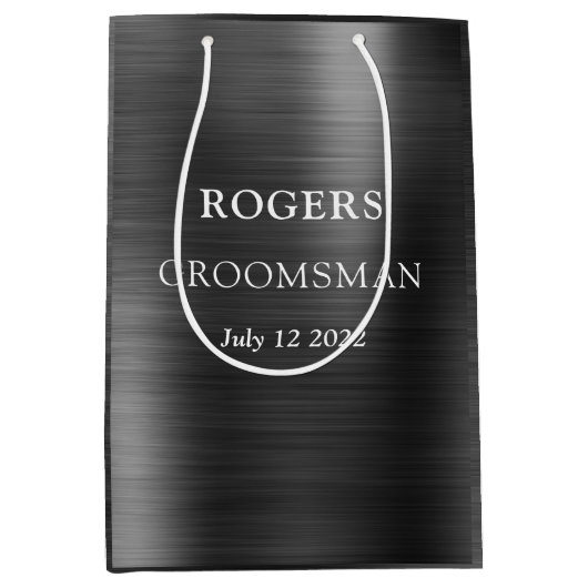 グロムスマン黒つや消しメタル ミディアムペーパーバッグ (正面)