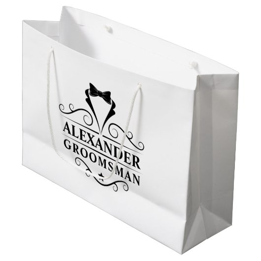 グロムスマン黒ネクタイ ラージペーパーバッグ (正面アングル)