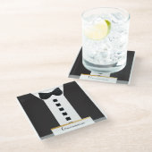 グロムスマン・タキシードエレガント🎩 きらきら光る ガラスコースター (アングル)