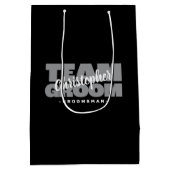 グロムスマン・チーム結婚・グルームの名前をカスタムする・ブラック ミディアムペーパーバッグ (裏面)