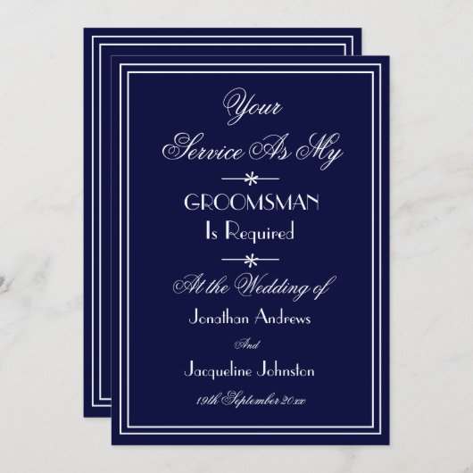 グロムス結婚マのカスタムエレガントブループロポーザル 招待状 (正面/裏面)