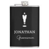 グロムパーソナライズされたスマンのギフトウェディングパーティブラック フラスク (正面)