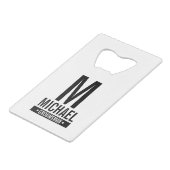 グロムパーソナライズされたスマンのモノグラムと名前 クレジットカード栓抜き (正面アングル)