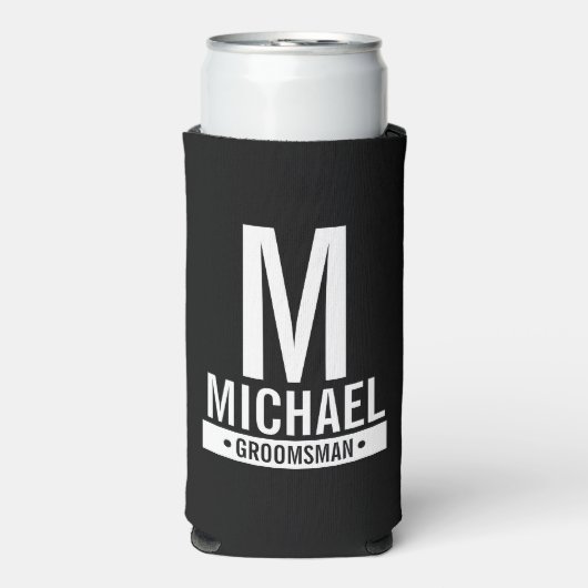 グロムパーソナライズされたスマンのモノグラムと名前 スリム缶クーラー (Seltzer正面)