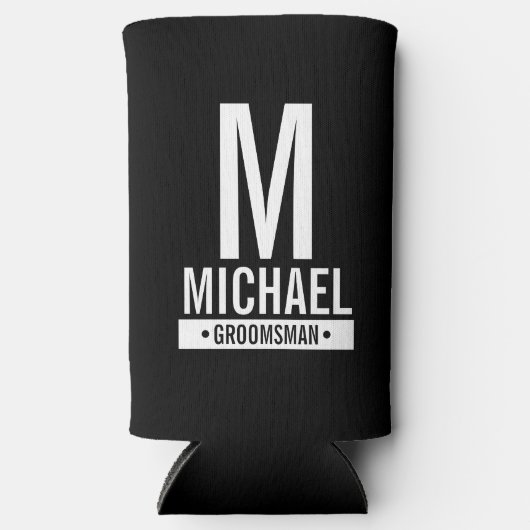 グロムパーソナライズされたスマンのモノグラムと名前 スリム缶クーラー (正面)