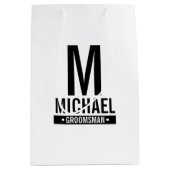 グロムパーソナライズされたスマンのモノグラムと名前 ミディアムペーパーバッグ (正面)