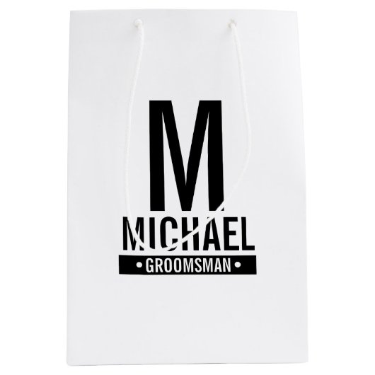 グロムパーソナライズされたスマンのモノグラムと名前 ミディアムペーパーバッグ (正面)