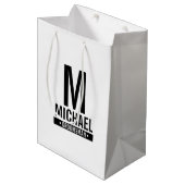 グロムパーソナライズされたスマンのモノグラムと名前 ミディアムペーパーバッグ (正面アングル)