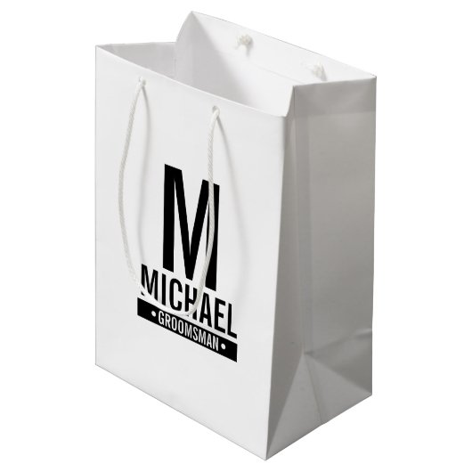 グロムパーソナライズされたスマンのモノグラムと名前 ミディアムペーパーバッグ (正面アングル)