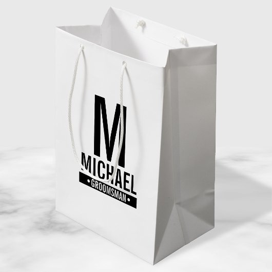 グロムパーソナライズされたスマンのモノグラムと名前 ミディアムペーパーバッグ