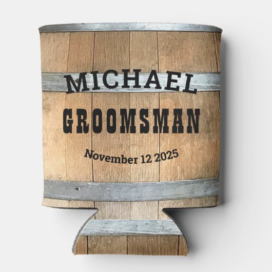 グロムパーソナライズされたマンギフト素朴バーボンバレル 缶クーラー (裏面)