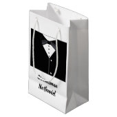 グロムメンズパーソナライズされたブラックタキシードスモール抱き枕 スモールペーパーバッグ (正面アングル)