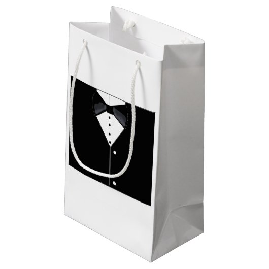 グロムメンズパーソナライズされたブラックタキシードスモール抱き枕 スモールペーパーバッグ (裏面アングル)