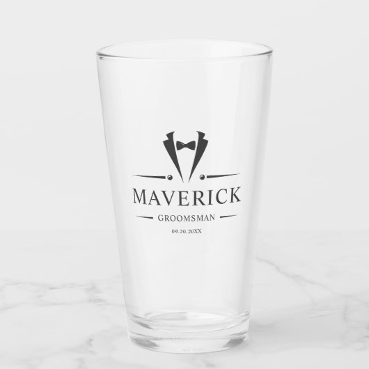 グロムモダンメンズギフトクラシックエレガントなウェディングビール タンブラーグラス (正面)