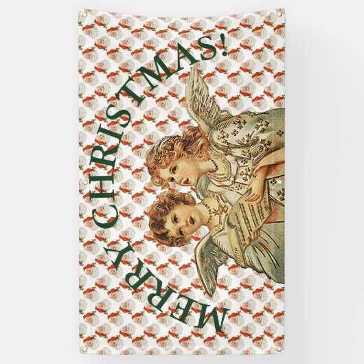グロメットが付いているメリークリスマスの天使の旗 横断幕 (縦)