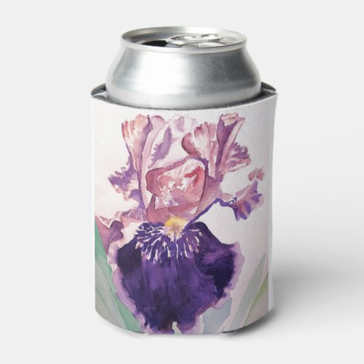 グロリオウズパープルアイリス絵画ズ水彩色 缶クーラー (缶正面)