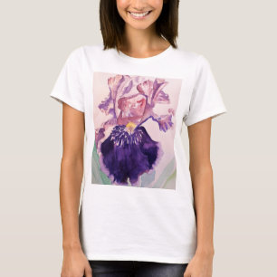 グロリオウズパープルアイリス絵画ズ水彩色 Tシャツ