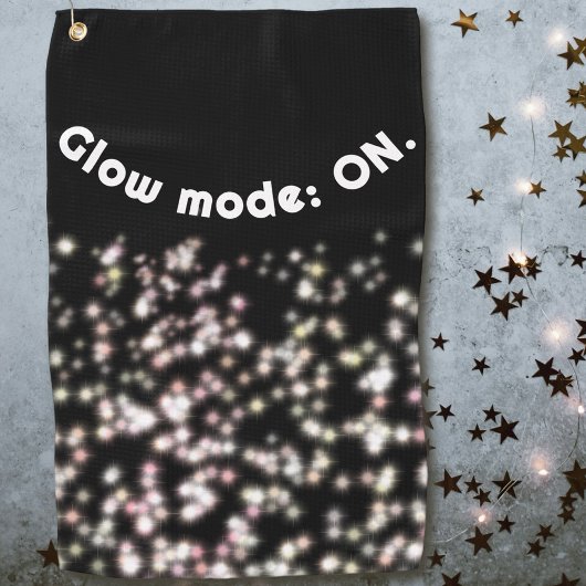 グローおもしろいグリッター白黒バラ金ゴールド赤面 ゴルフタオル