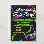 グローアンドスケートローラスケートで滑る子供の誕生日パーティー 招待状 (正面)