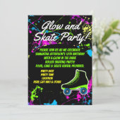 グローアンドスケートローラスケートで滑る子供の誕生日パーティー 招待状 (スタンド正面)
