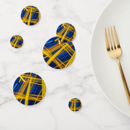 グローイングネオンの抽象的なシアン+イエローのサイバーパンクライン コンフェッティ