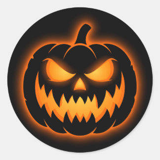 グローイング・ジャック・オ・ランタン・パンプキン・ハロウィンステッカー ラウンドシール