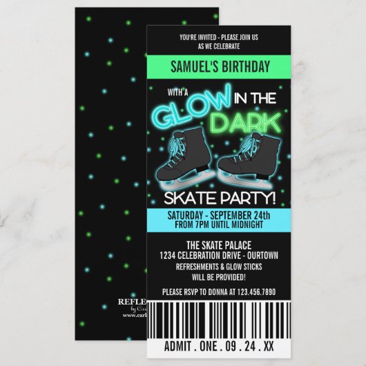 グローインザダークアイススケートパーティー 招待状 (正面/裏面)
