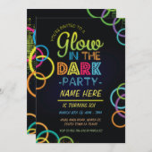 グローインザダーク誕生日招待状ネオンキッズパーティー 招待状 (正面/裏面)